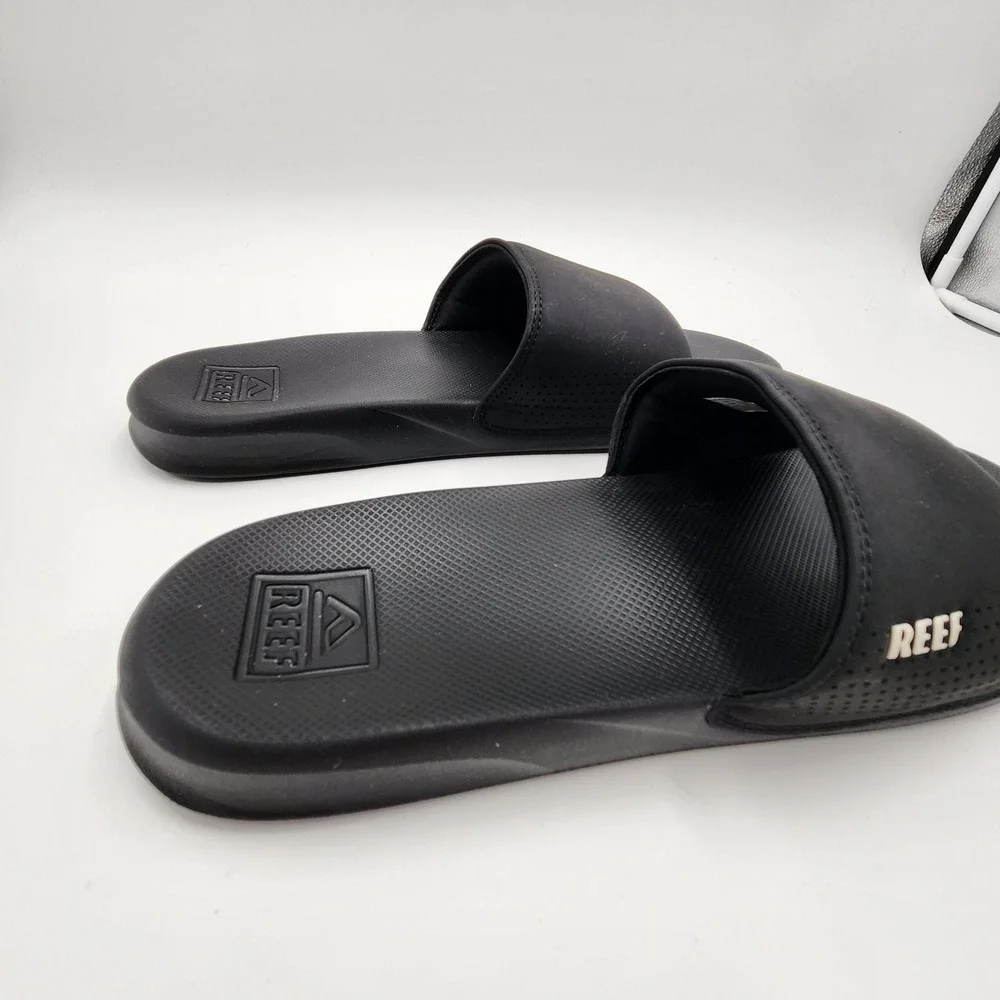 Reef One Slide Mens Black Sandals Athletic Beach Pool Water Shoes Size 11